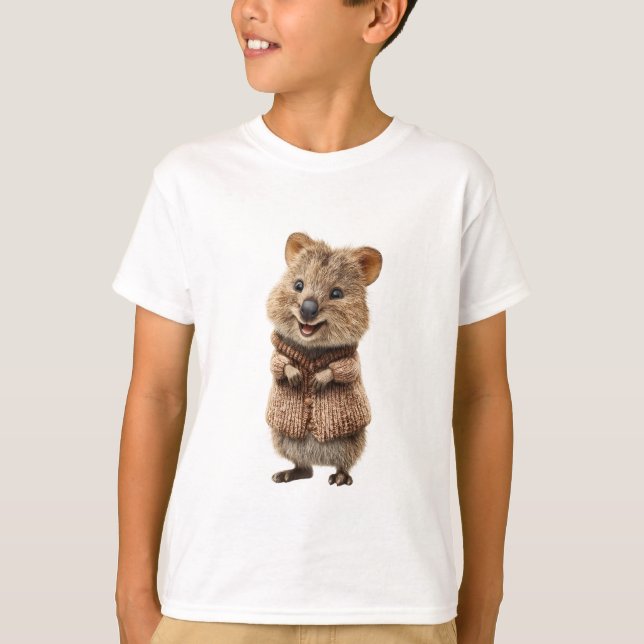 Suéter Aconchegante Quokka Sorridente Crianças (Frente)