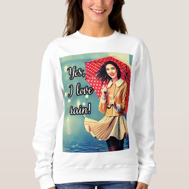 Suéter Básico Feminino "Yes, i love rain!" (Frente)