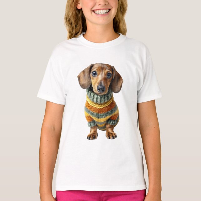 Suéter Colorido Dachshund Crianças (Frente)