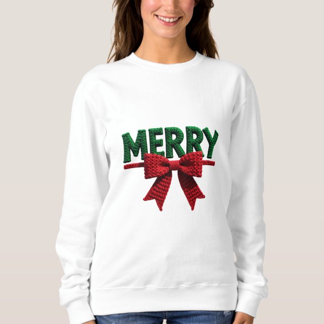 Suéter de Natal Aconchegante MERRY de Malha (Frente)