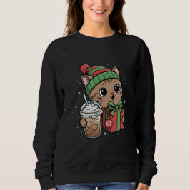 Suéter de Natal com Café Gelado e Gato Personaliza