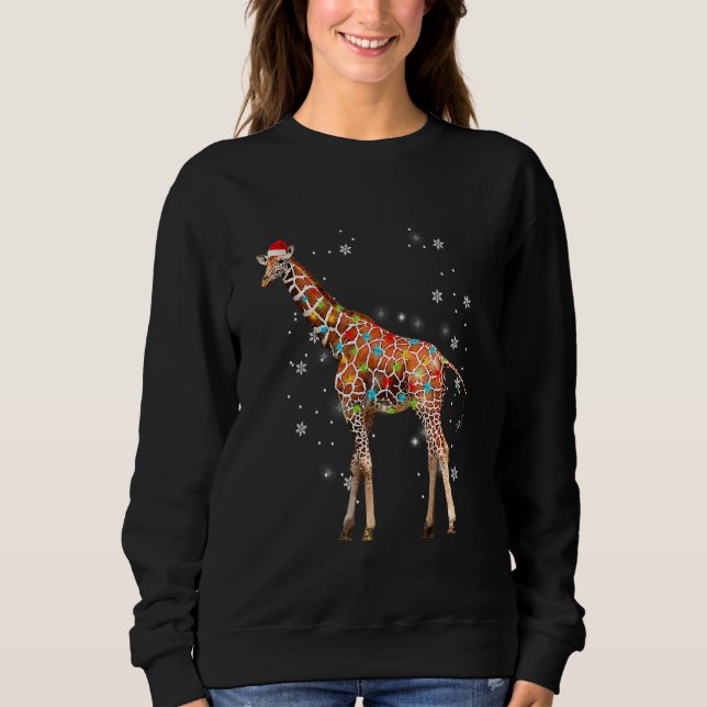 Suéter de Natal com Luz de Árvore Girafa Xmas Anim (Frente)