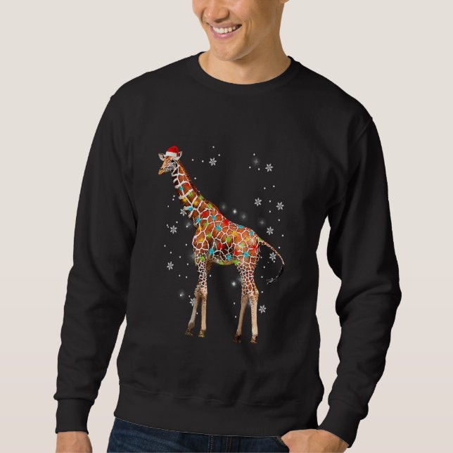 Suéter de Natal com Luz de Árvore Girafa Xmas Anim (Frente)