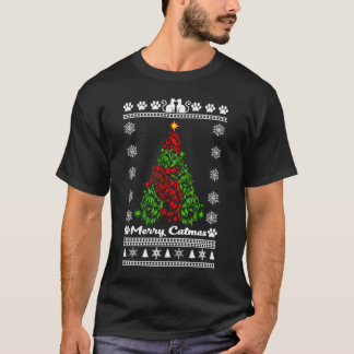 Suéter de natal de árvore de gatos Camisa Essencia