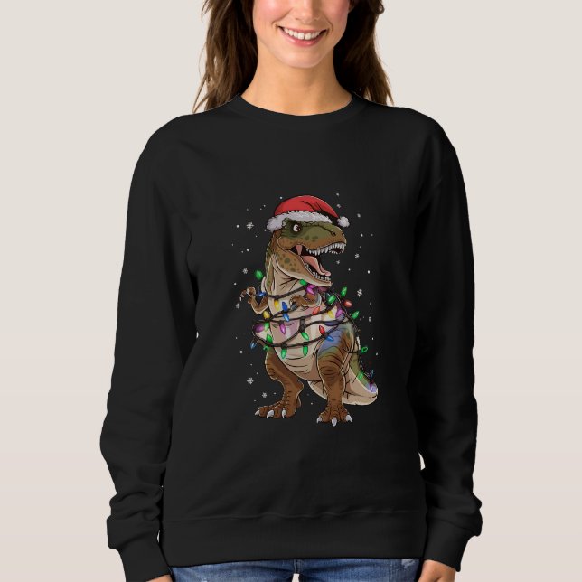 Suéter de Natal de Dinossauro T-rex Árvore de Nata (Frente)