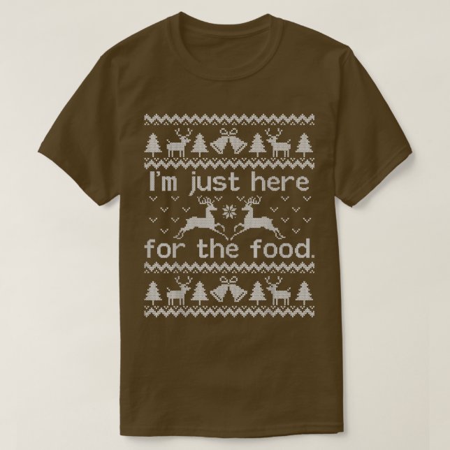 Suéter De Natal Engraçado Aqui Para A Comida (Frente do Design)