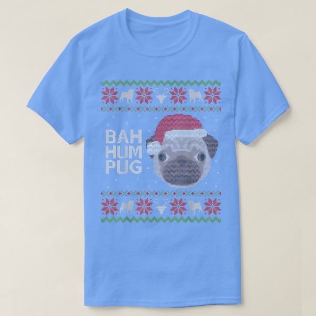 Suéter De Natal Engraçado Bah Hum Pug Engraçado Ca (Frente do Design)