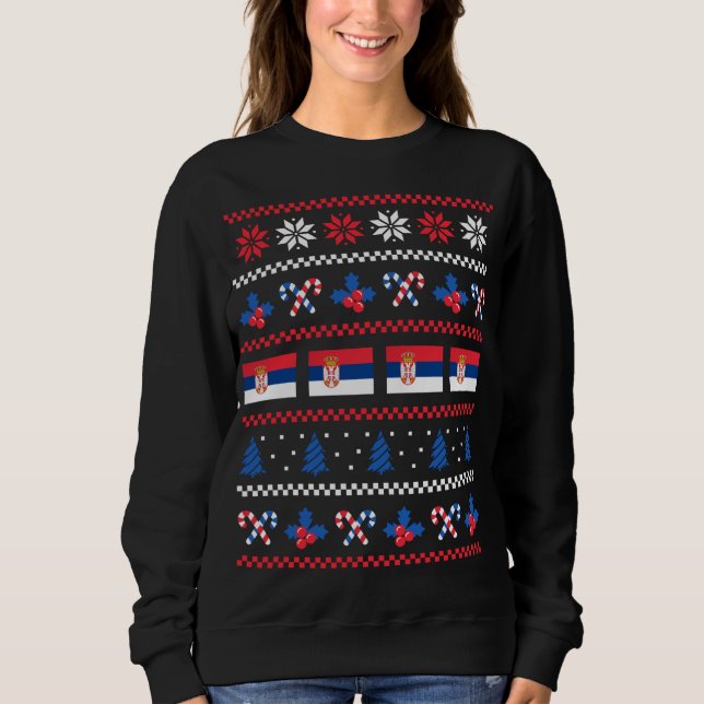 Suéter de Natal Feio Bandeira Sérvia, Meia America (Frente)
