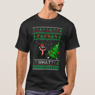 Suéter de Natal Feio de Gato Preto Árvore Sobre o 