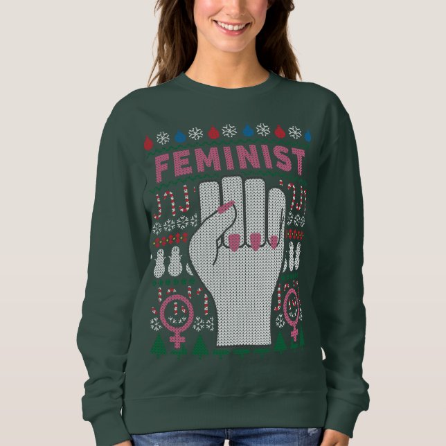 Suéter de Natal Feio e Potente Feminista (Frente)