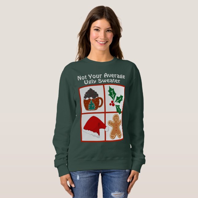 Suéter De Natal Feio "Não É Sua Média" (Frente Completa)