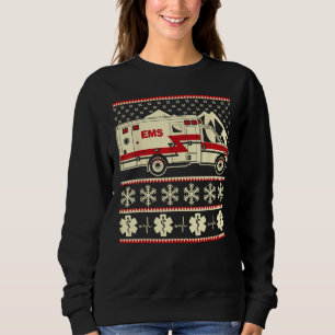Suéter de Natal Frio e Engraçado EMT com ambulânci