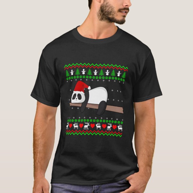 Suéter de Natal Panda Preguiçoso (Frente)