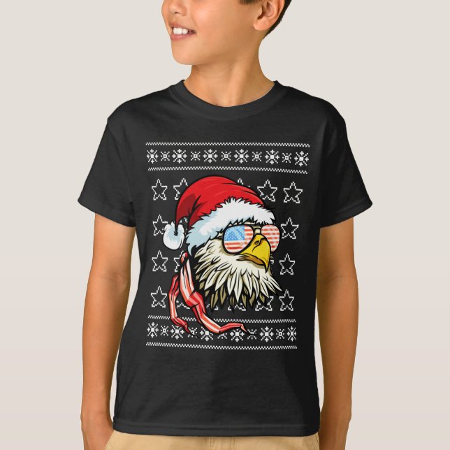 Suéter feio de natal águia careca bandeira dos eua (Frente)