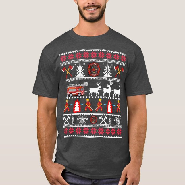 Suéter Feio De Natal Bombeiro Bombeiro Fogo De (Frente)