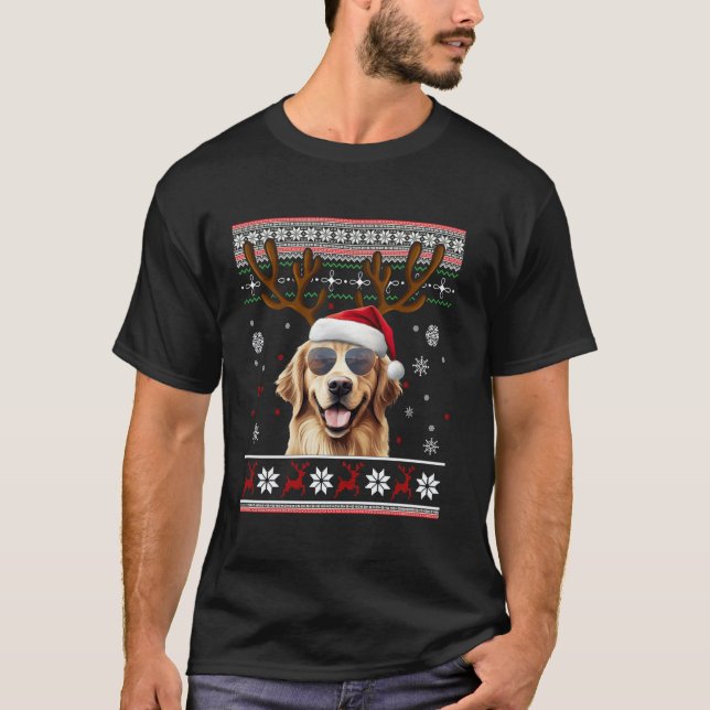 Suéter Feio de Natal Combinando Família Retriever  (Frente)
