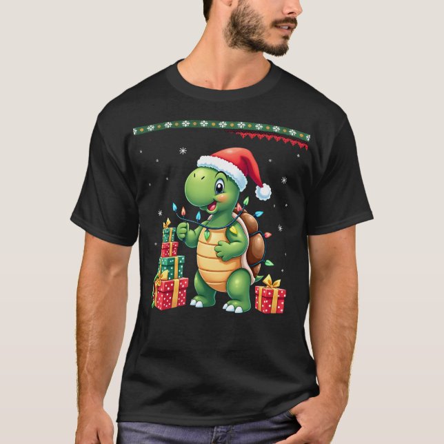 Suéter Feio de Natal da Tartaruga Santa Roupa de F (Frente)