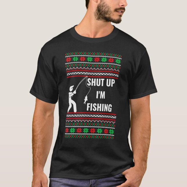 Suéter Feio de Natal de Pesca Para Pescadores (Frente)