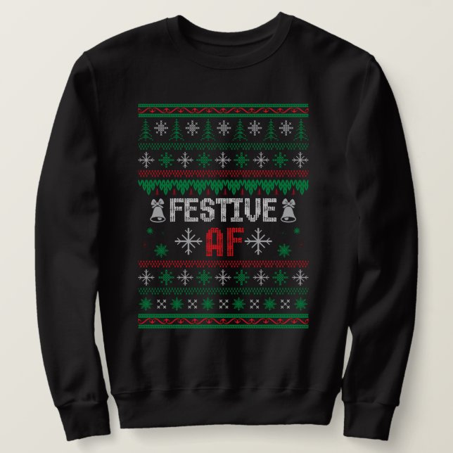Suéter feio de natal FESTIVE AF (Frente do Design)