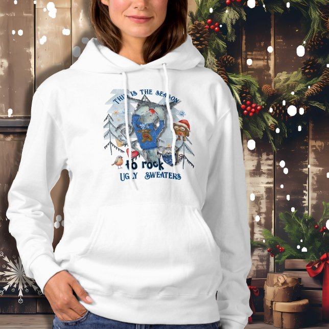 Suéter Feio de Rock Gato e Rato Engraçados (Rock Ugly Sweater Funny Cat & Mouse)