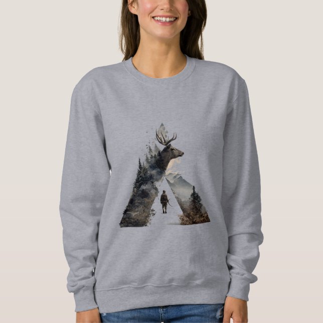 Suéter Feminino de Geometria Montanhesa com Cervo  (Frente)