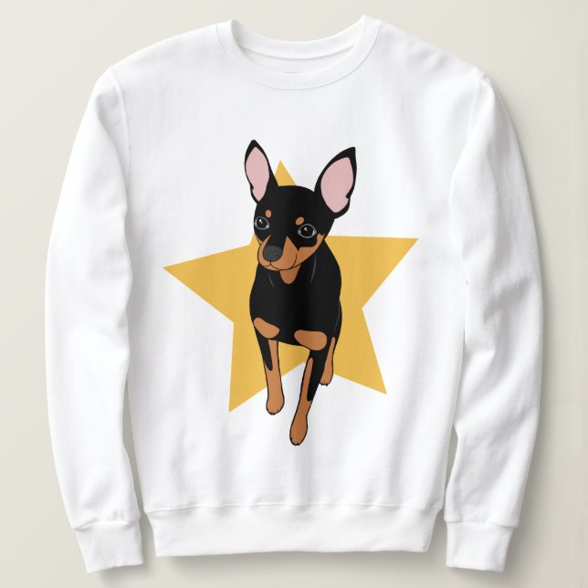 Suéter Miniatura Pinscher Min Pin Pin Super Star (Frente do Design)