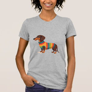 Suéter Vintage Arco-íris Dachshund Cachorro Fofo I