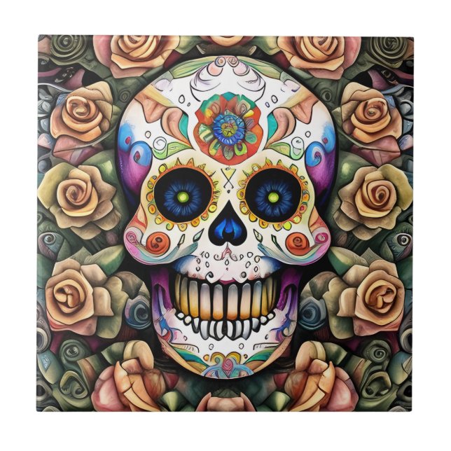 Sugar Skull Art - Celebração Colorida Mexicana (Frente)