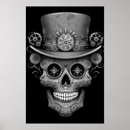 Sugar Skull Black + White Image on a Wall Poster
