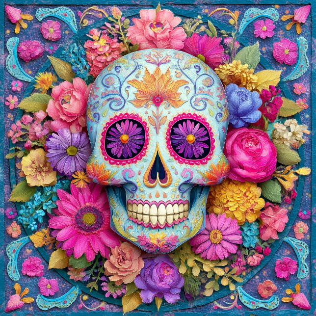 Sugar Skull Calavera Day Of The Dead Ceramic Tile (Criador carregado)
