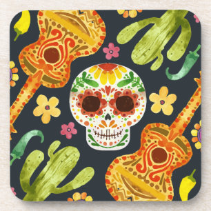 Sugar Skull e Guitars Dia de Muertos   Porta copo