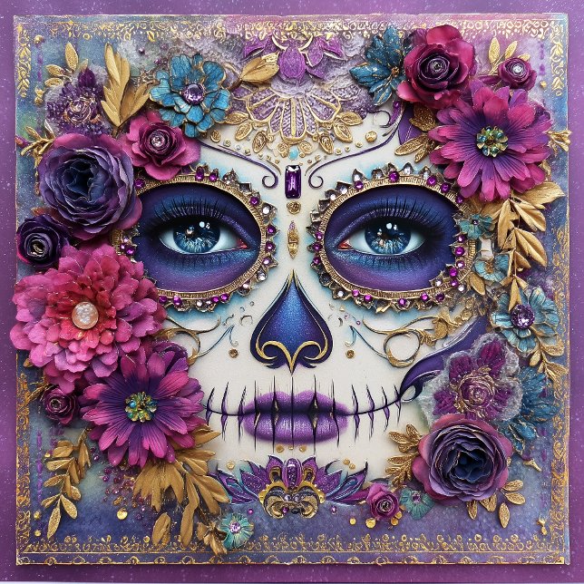 Sugar Skull Lady Face Day Of The Dead Ceramic Tile (Criador carregado)