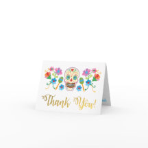Sugar Skull Mexicano Fiesta obrigado cartões de no