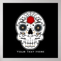 Sugar Skull Preto e Branco, Impressão de Arte de M