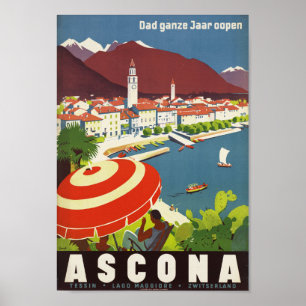Suiça de Ascona - poster de viagens do suíço do