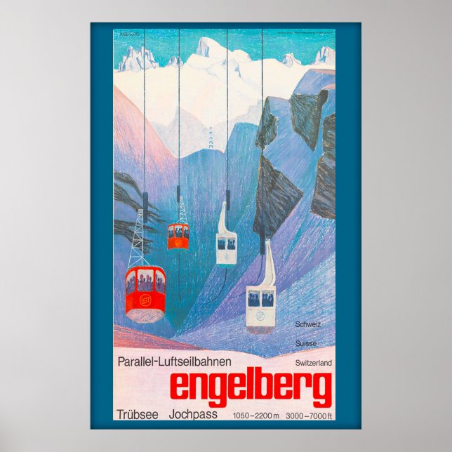 Suiça Engelberg, Poster de Esqui (Frente)