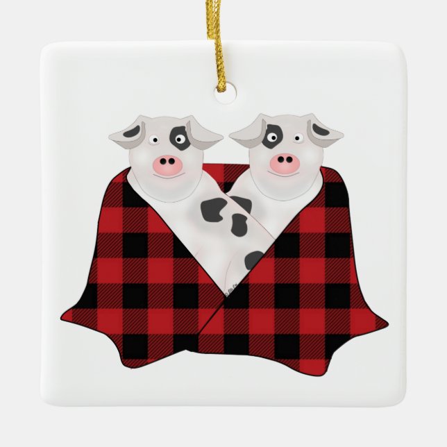 Suínos em ornamento em Aberto (Frente)