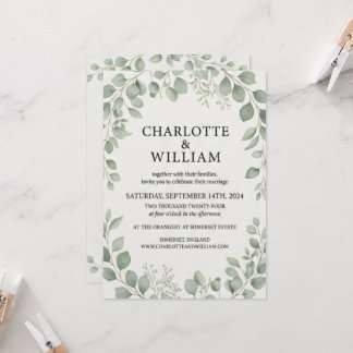 Suite de Casamento, Convite Editável Verde Oliva c