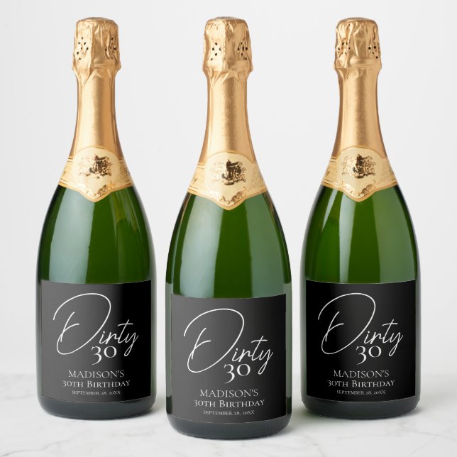 Sujo 30 30 preto e branco Aniversário (Garrafas)