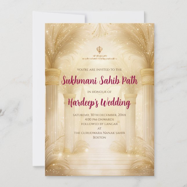 Sukhmani Sahib convite como convite do Akhand Path (Frente)