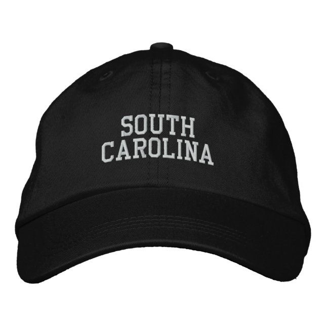 Sul Carolina Bordado Boné Ajustável Preto (Frente)