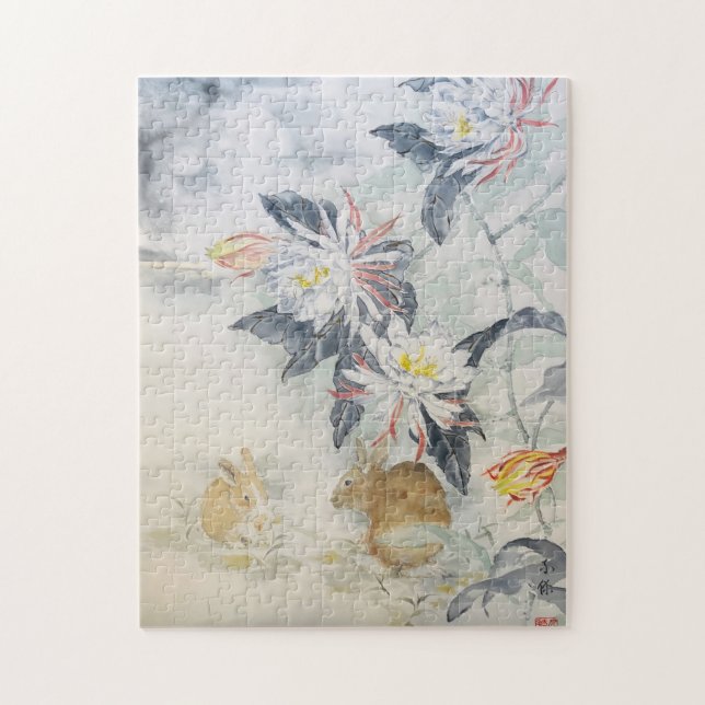 Sumi e Moon Rabbit Quebra-cabeça (Vertical)