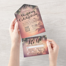 Summer Beach Palm Tree String Luzes Casamento RSVP