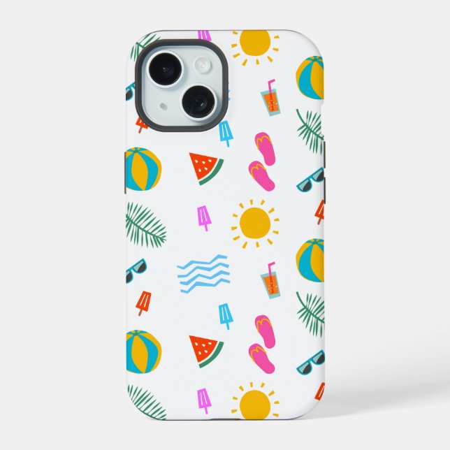 Summer Beach Pattern IPhone 15 Case (Verso)