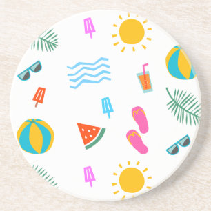 Summer Beach Pattern Sandstone Porta copos