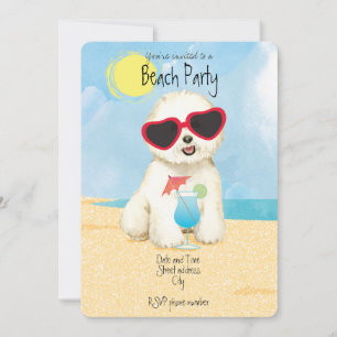 Summer Bichon Frise Beach Convite de festas