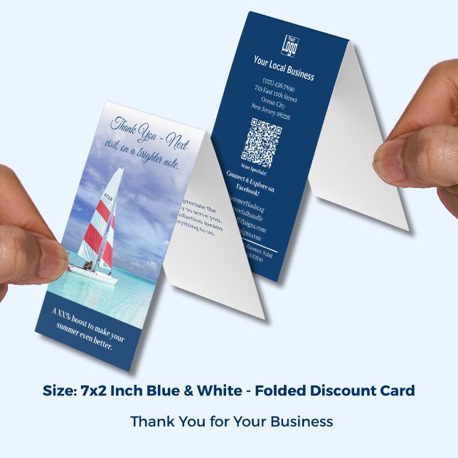 Summer Boost - Cartão de Desconto Obrigado Dobrado (Summer Boost - Folded Thank You Discount Card; Size7x2 or Folded 3.5x2 Inch)
