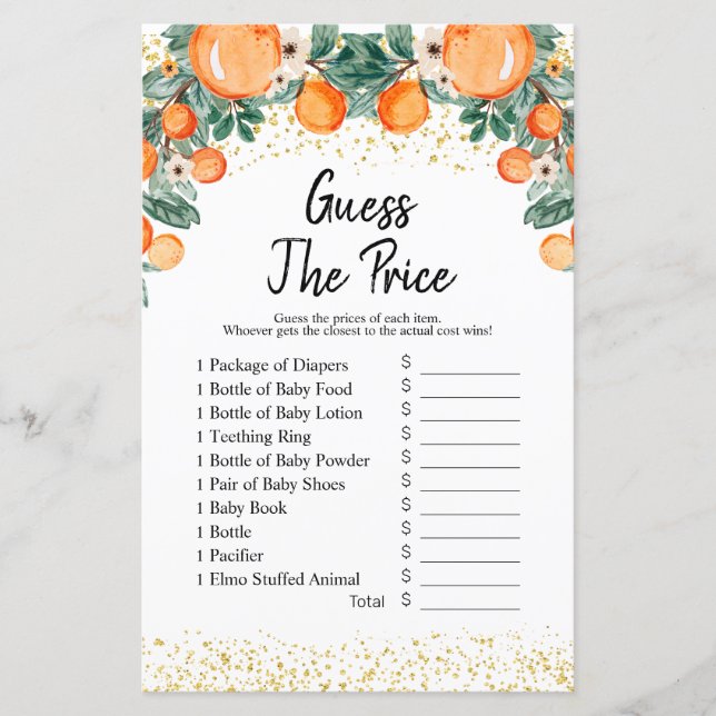 Summer Citrus Orange adivinha o jogo de preços (Frente)