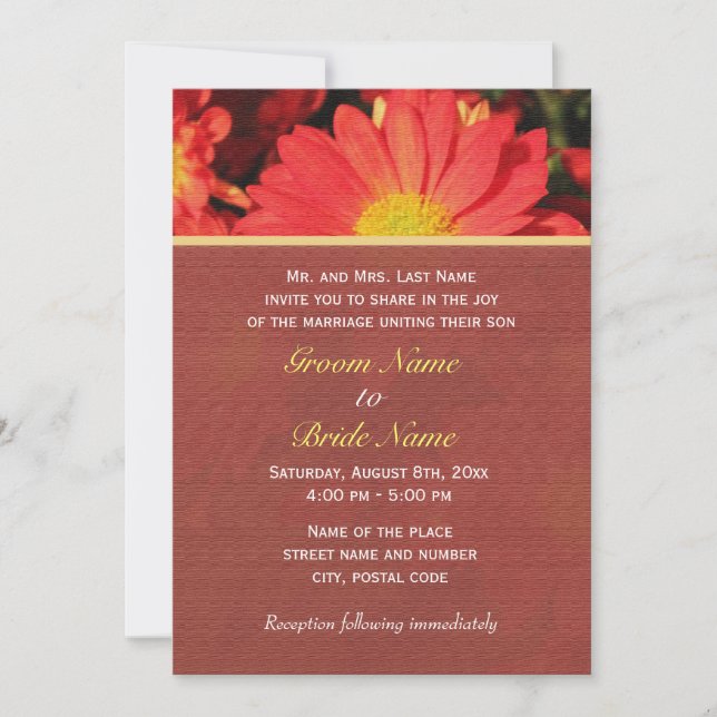 Summer, convites para casamento de flores de outon (Frente)