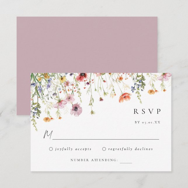 Summer Garden Floral Wedding RSVP Card (Frente/Verso)